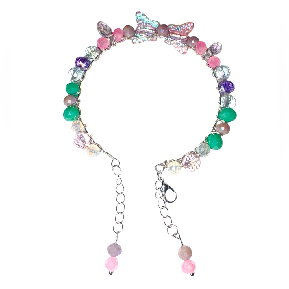 Hand wired bracelet with Czech Glass Butterflies and multiple crystal beads. - Picture 8 of 9